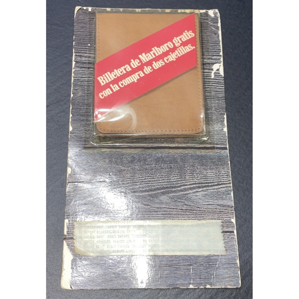Vintage RARE 1989 New Marlboro Brand Genuine Leather Brown Bi-Fold Wallet